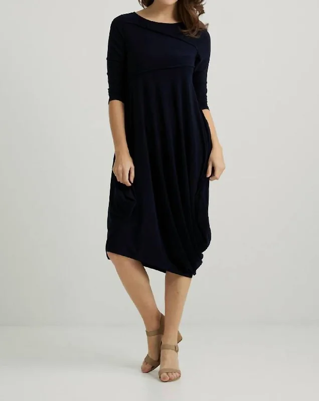 Minimalist Office - Ready Style Jersey Dress In Navy