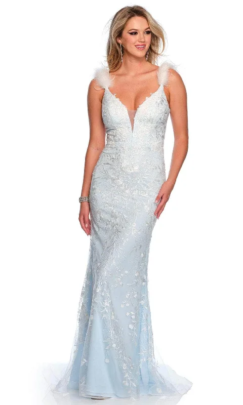 Explore What'S New Dave & Johnny 11459 - Embroidered Feather Detailed Prom Gown