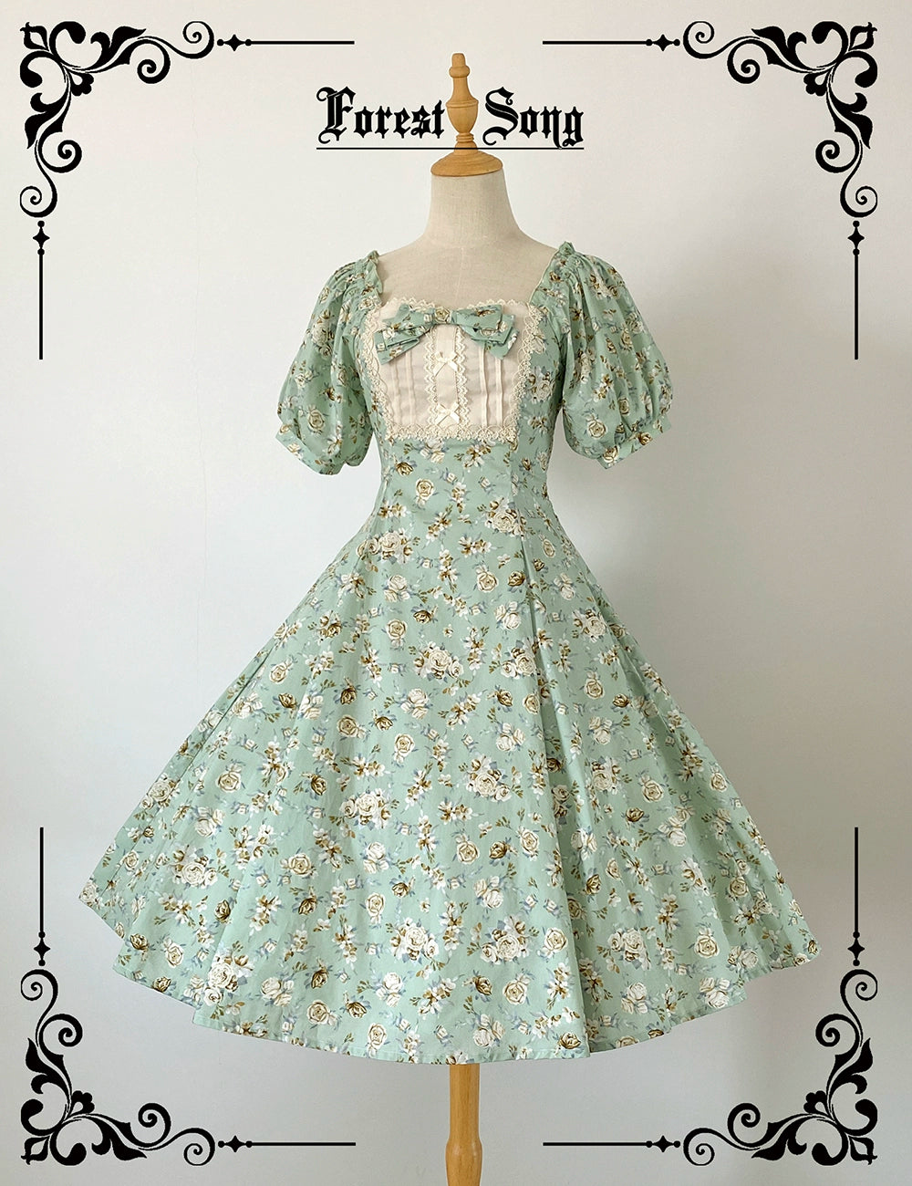 Premium Style Forest Song~Pastoral Poem~Elegant Lolita OP Dress Floral Print 6-Piece Cut Lolita Dress