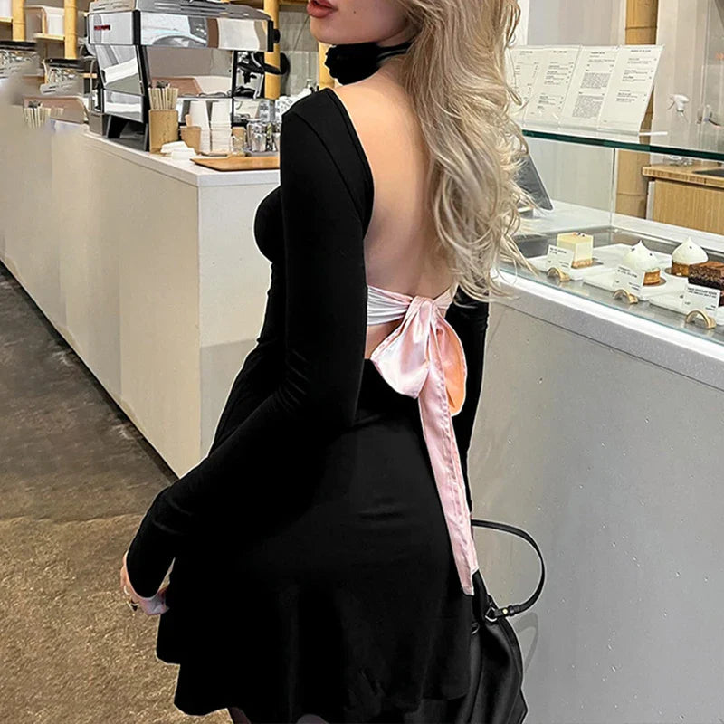 Women’s Evening Wear for Special Occasions Sexy Backless Lace up Summer Women's 2024 NEW Solid A-line Hip Wrap Mini Dress Women’s Evening Wear for Special Occasions Sexy Backless Lace up Summer Women's 2024 NEW Solid A-line Hip Wrap Mini Dress