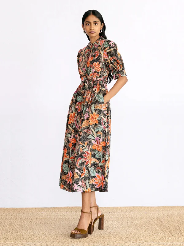 Discount Extravaganza Daffodil Dress in Bali Floral Syrah