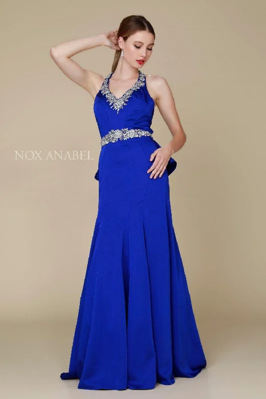 Glamorous Evening Wear Long Beaded Ruffled Prom Dress Formal