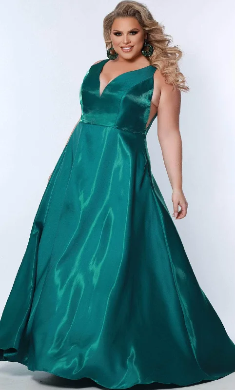 Earthy Tones Sydney's Closet SC7356 - V-Neck Bow Accent Formal Gown