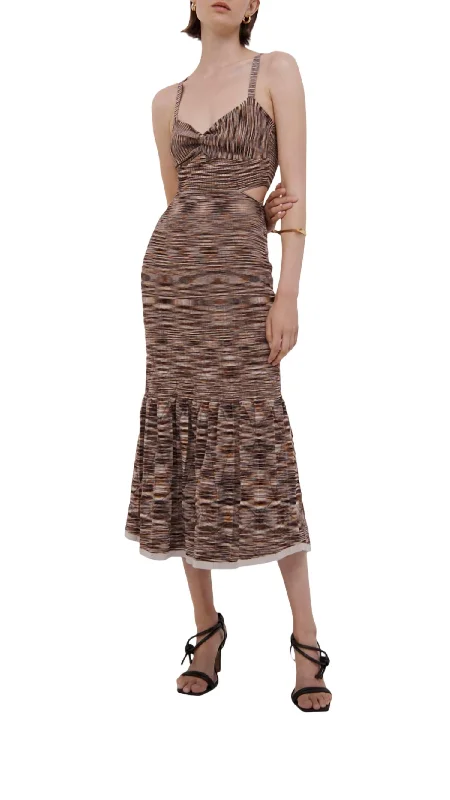 Urban Sophistication Shania Space Dress In Chocolate Multi