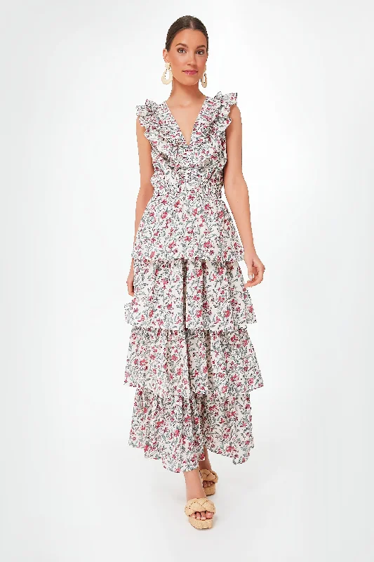 Fashion-forward Women’s Wear Pink and Teal Floral Charlotte Midi Dress