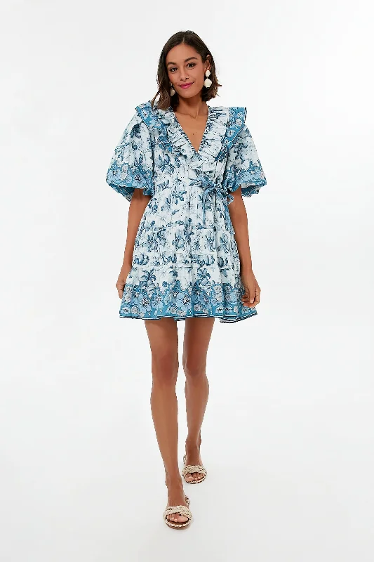 Limited-Time Offer Beryl Blue Print Remy Mini Dress