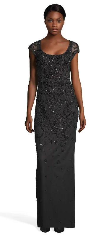 Trendy Boutiques Online Adrianna Papell AP1E204272 Long Formal Short Sleeve Beaded Gown
