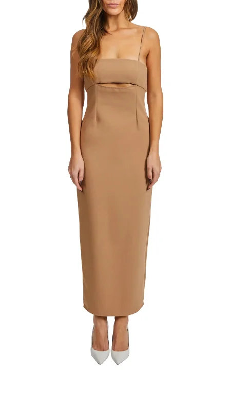 Urban Sophistication Syleena Dress In Tanned Beige