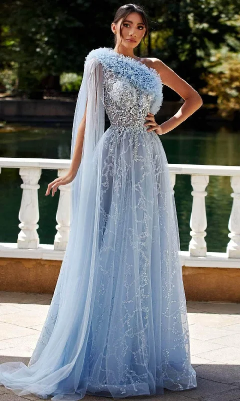 Chic And Trendy MNM Couture K3924 - One Shoulder Beaded Prom Gown