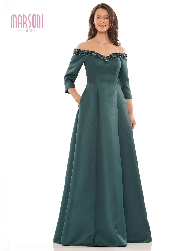 Clearance Sale, All Cheap Marsoni Long Off Shoulder Beaded Formal Gown 1177