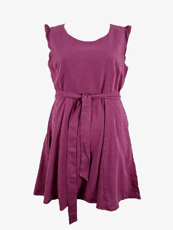 Final Sale Princess Highway Grape Linen Blend Skater Mini Dress Size 12