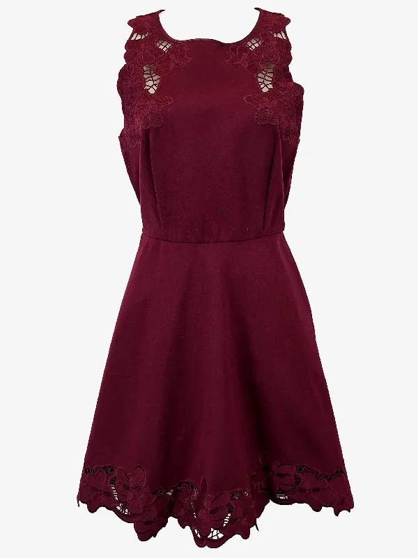 Romantic Chic Deals Ted Baker Elegant Burgundy A Line Mini Dress Size 10