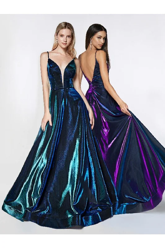 Bid Farewell To The Old Season Cinderella Divine CJ506 Long Metallic Prom Dress
