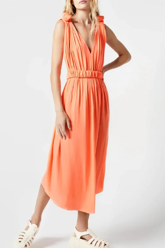 Seasonal Sale Knot Dress In Neon Coral