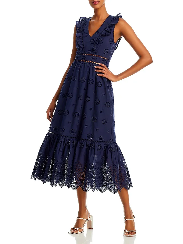 End Of Season Sale Clothing Womens Eyelet Long Fit & Flare Dress