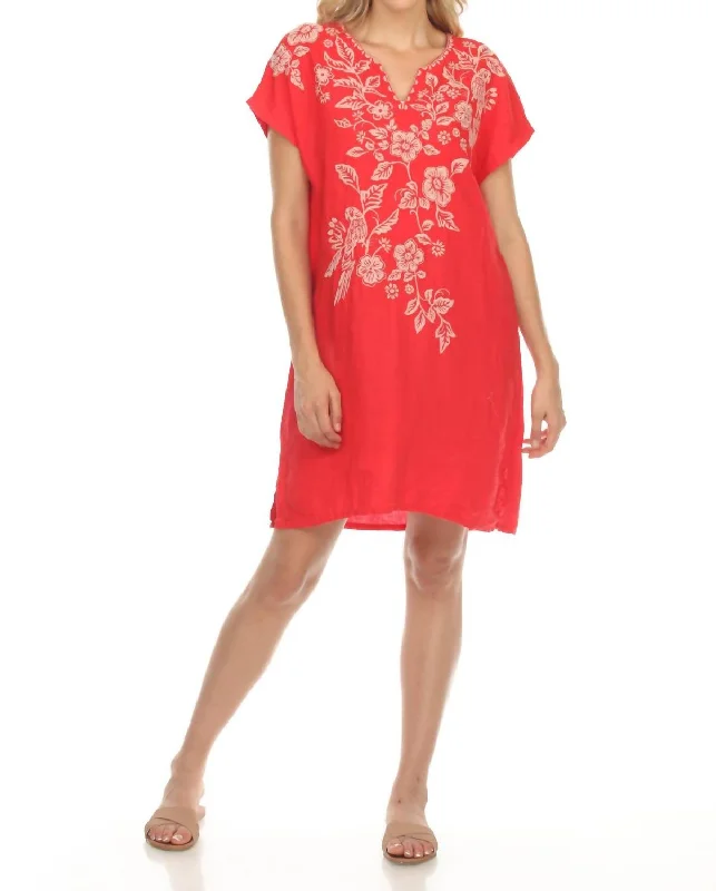 Athleisure Wear Abigail Easy Tunic Dress In Hawaiian Fruit / Red