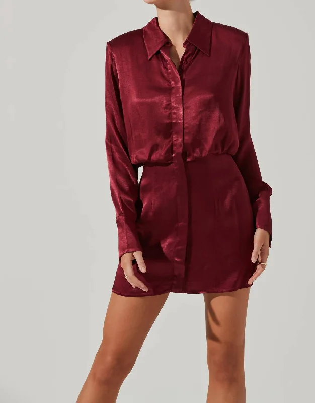 Women's Floral Print Outfit Ruth Dress In Wine