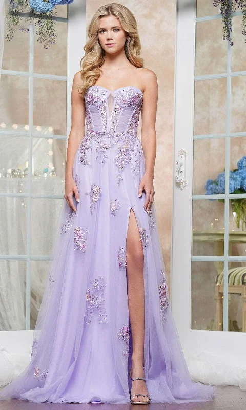 Sporty Fashion Offers Colors Dress 3575 - Floral Embroidered Tulle A-Line Prom Gown