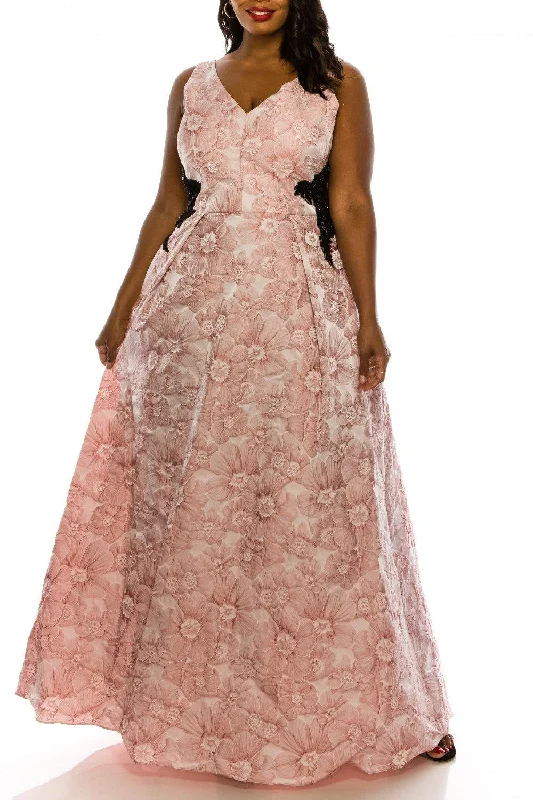 Break Fashion Norms Ignite Evenings Sleeveless Floral Long Gown