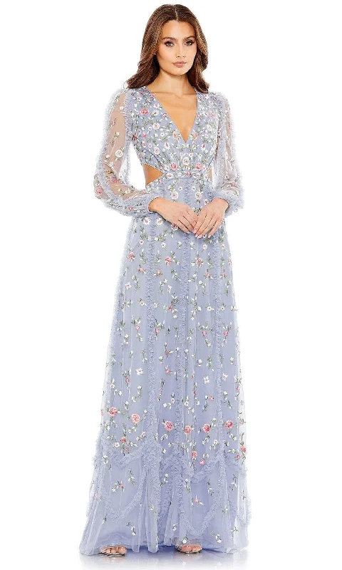 Urban Elegance Deals Mac Duggal 35107 - Floral Embroidered Sheer Long Sleeve Long Dress