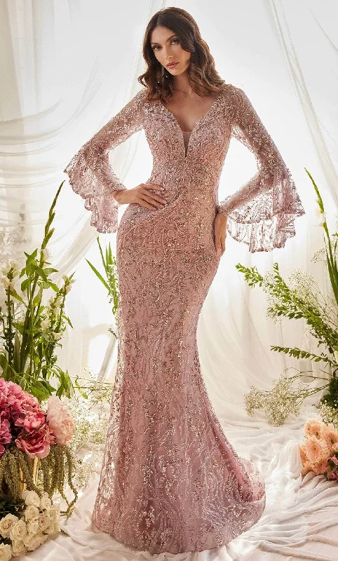 Comfort Centric Apparel Andrea and Leo A1120 - V-Neck Blouson Sleeve Prom Gown