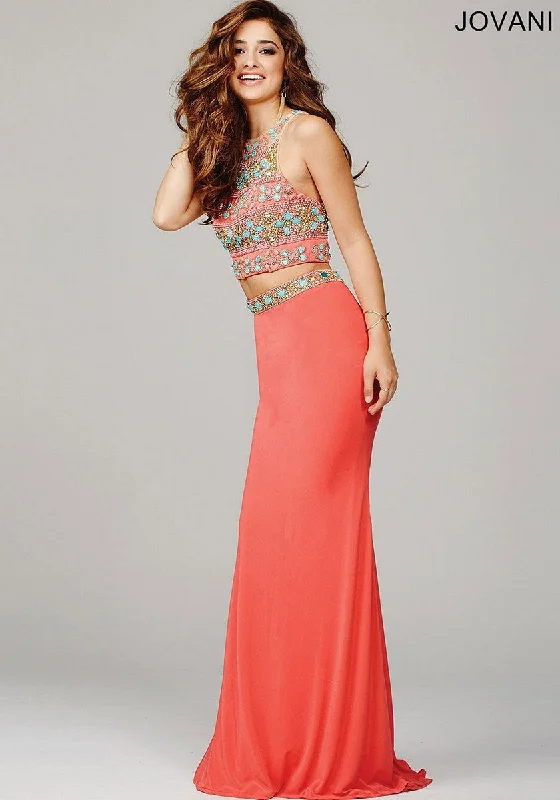 Effortless Style, Endless Impact Jovani 39350 two piece coral prom dress size 4 pageant gown High Neck