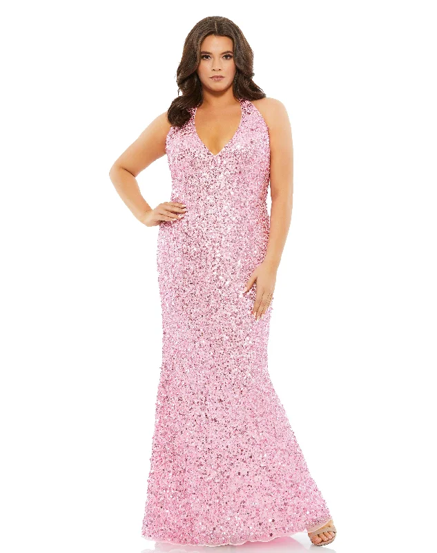 The Latest Fashion Trends Mac Duggal 5314 Fabulouss Long Plus Size Halter Prom Dress