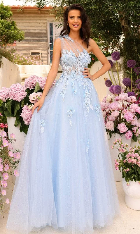 Absurdly Cheap Sale Amarra 88841 - 3D Floral Embellished One-Sleeve Prom Dress