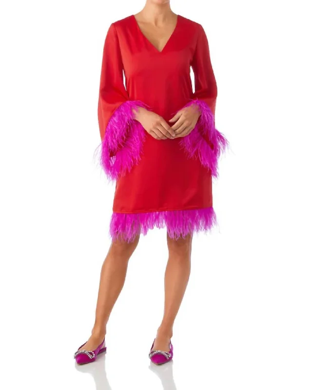 Style Redefined Olivia Dress In Pink/ Red