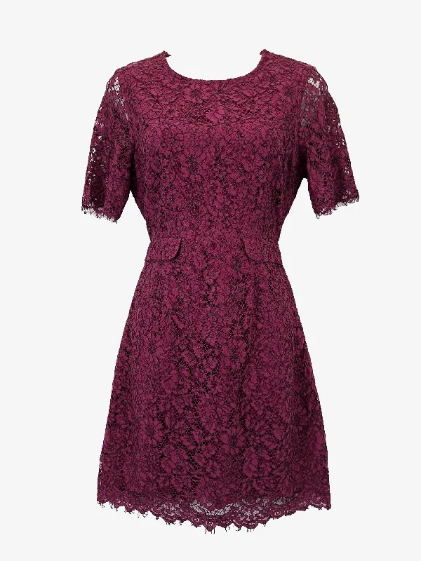 Trendy Street Style Alannah Hill Aubergine Lace Tailored Cocktail Mini Dress Size 8