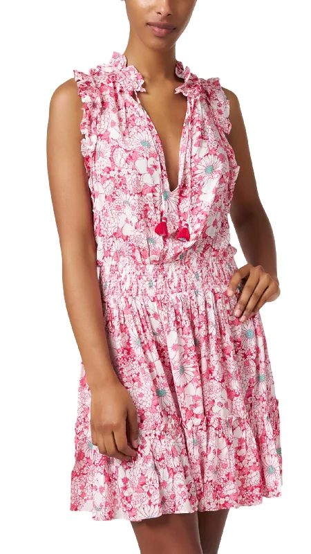 Preppy Style Triny Dress In Pink Mid 70's Garden