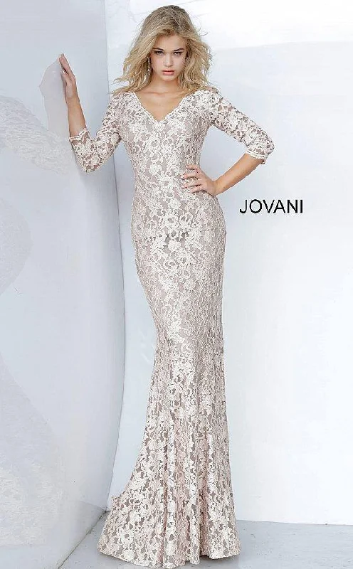 Elegant Fashion Jovani 03350 Long Formal Fitted Lace Gown