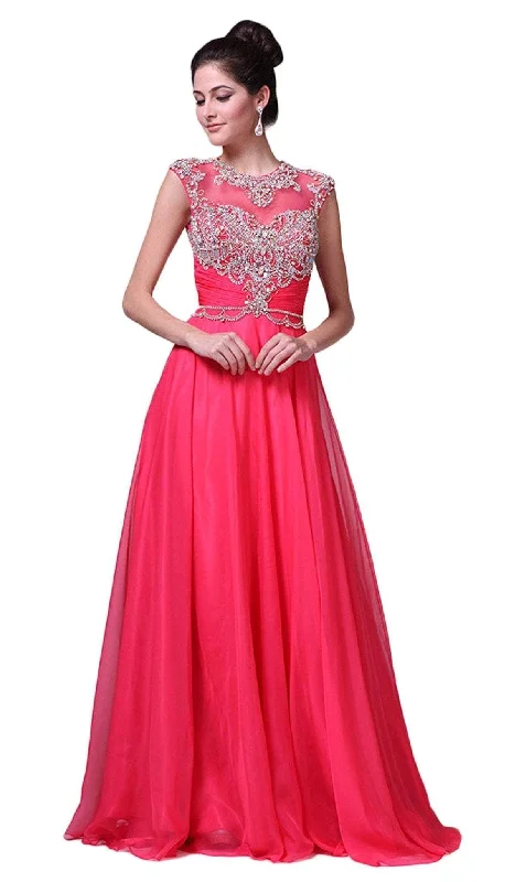 Weekend Sale Ladivine 8785 - Crystal Adorned Ruched Evening Gown