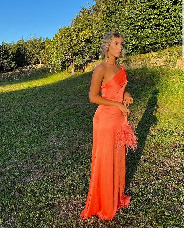 Sophisticated Street Style Offers Orange Sheath Prom Dress,Orange Wedding Guest Outfit Y5170