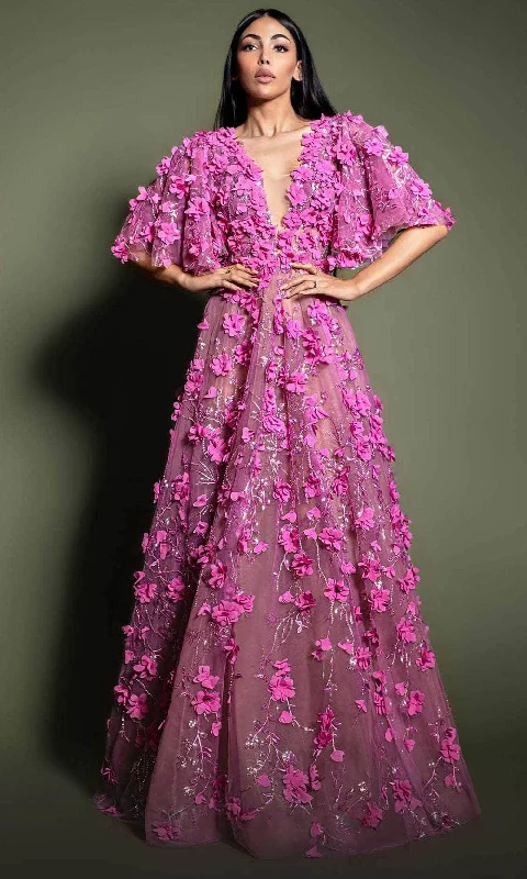 Easy Elegance Sales MNM Couture K4198 - Floral Applique Evening Dress