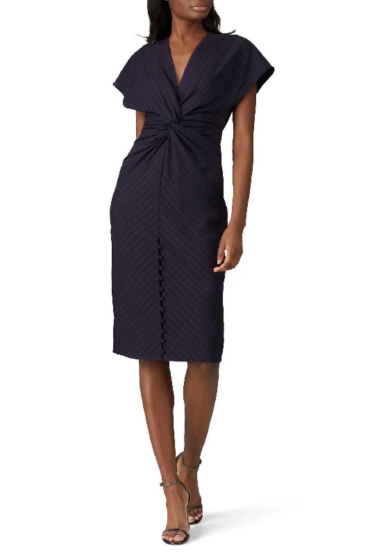 Tropical Island - Inspired Attire Pinstripe Jackie Dress In Blue