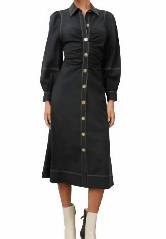 Comfortable Loungewear for Women Top Stitching Dress In Black
