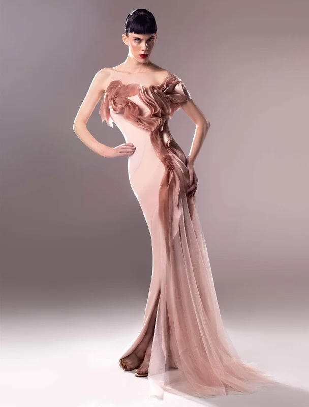 Elegant Fashion Offers MNM Couture G1622 - Ruffle Accent Evening Gown