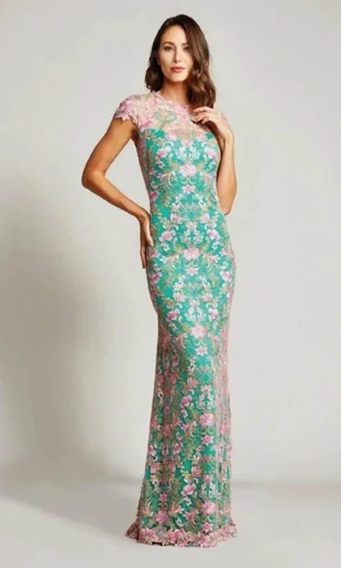 Limited Edition Tadashi Shoji - Floral Embellished Cap Sleeve Dress