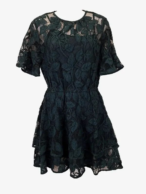 Save Big Rodeo Show Graceful Emerald Lace Mini Dress Size 8