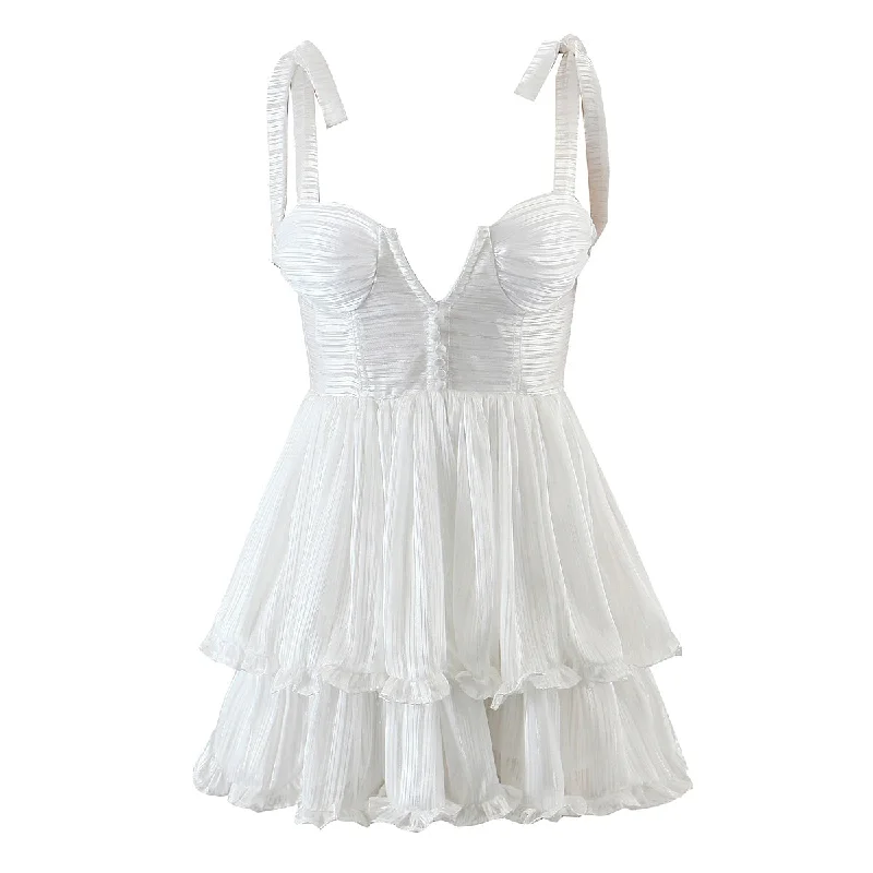 Clothes Women Blooming Jasmine Ruffle Chiffon Mini Dress