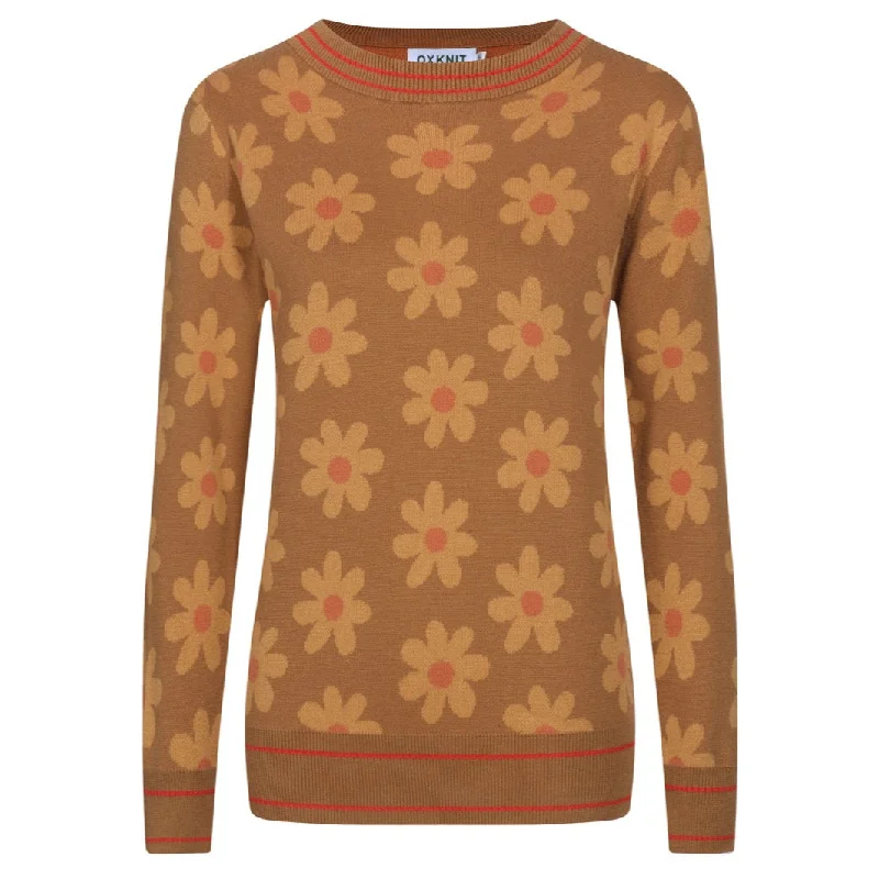 Flash Sale Starts Women's brown floral knit sweater