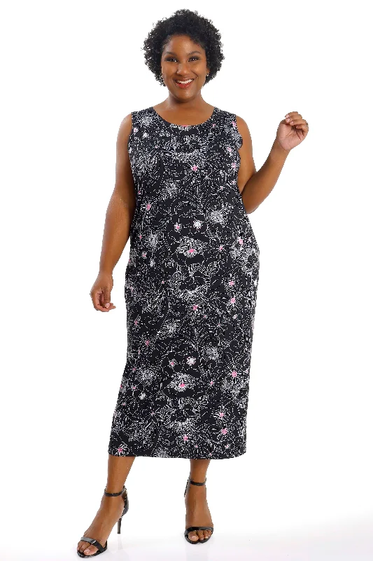 Urban Style Promotions Vikki Vi Jersey Fuchsia Floral Maxi Tank Dress