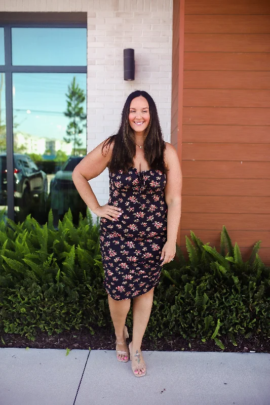 Crazy Price Slashing Feeling Cute Ruched Floral Cami Dress Plus WH