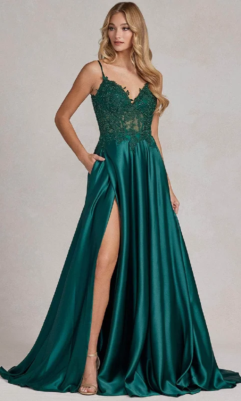 Everyday Fashion Nox Anabel K1121 - Embroidered Sleeveless A-line Evening Gown