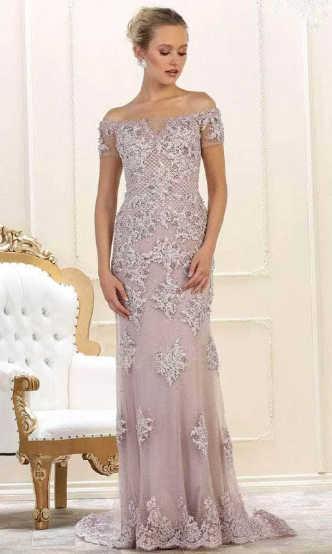 Style Redefined May Queen RQ7621 - Floral Appliqued Column Prom Dress