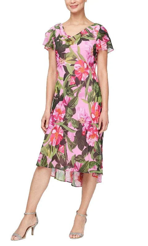 Huge Markdowns SLNY 9171950 - Floral Cowl Dress