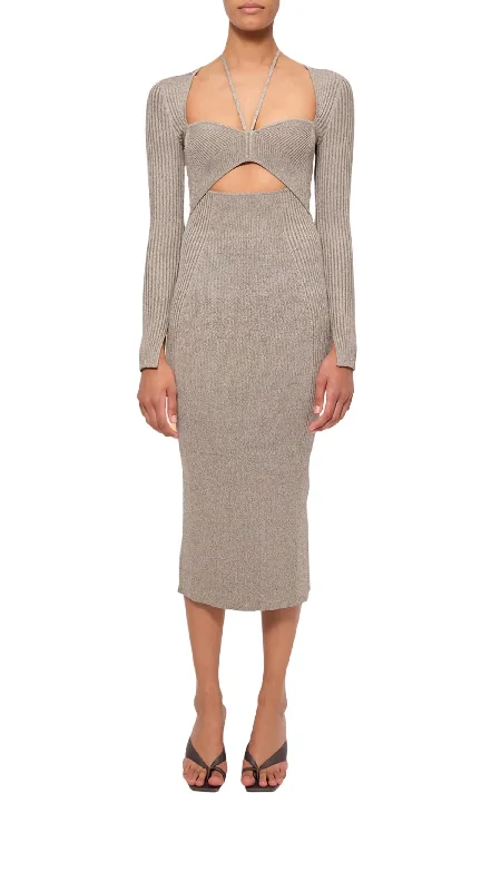 Dive Into Trendy Styles Danika Sweetheart Dress In Nougat Multi