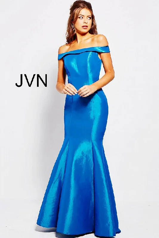 Unleash Your Fashion Jovani JVN51863 Size 10 Teal off the shoulder mermaid prom dress Pageant Gown