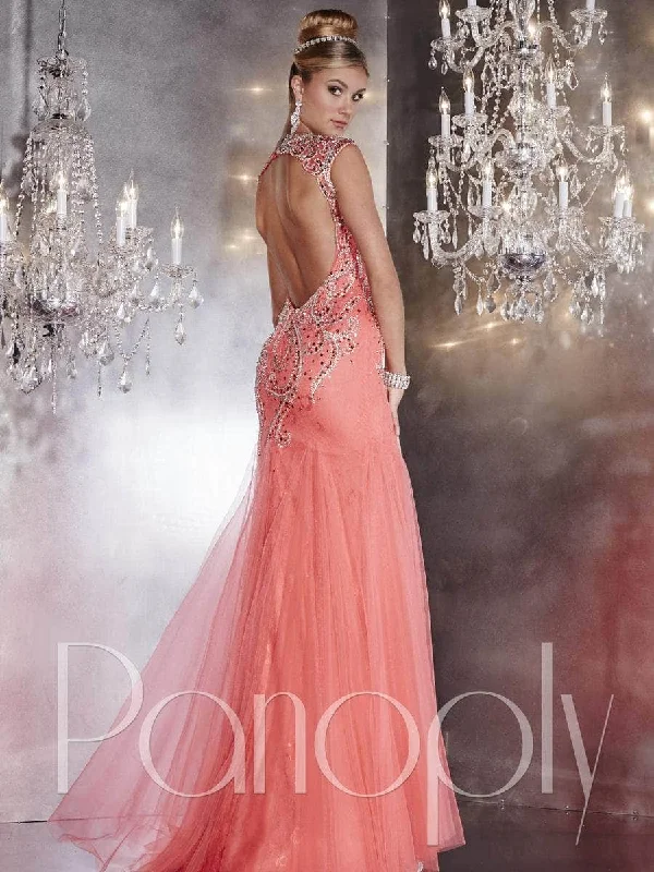 Fashion Forward Panoply 14766 - Beaded High Neck Cutout Prom Gown